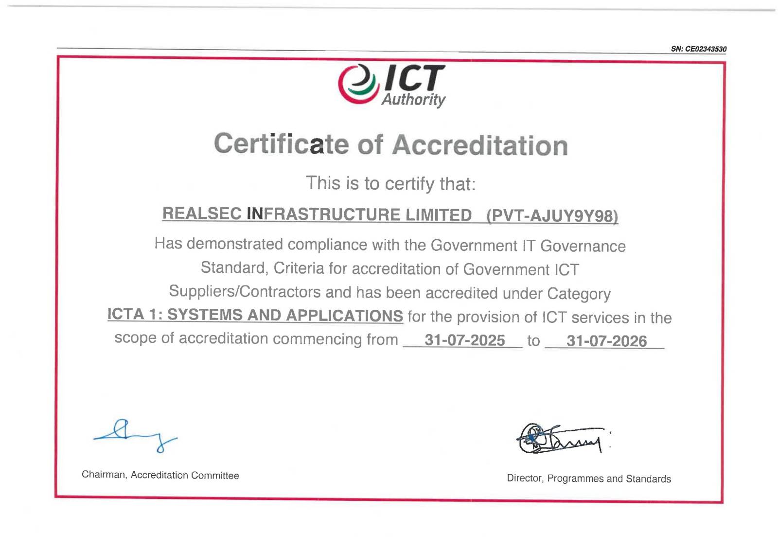 Systems and Applications Certification